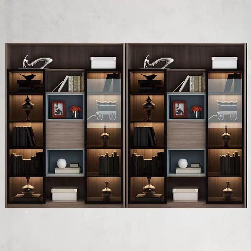 森美人北欧书柜置物架现代简约玻璃带书橱多功能创意书房展示组合书架 双书柜1.45米+1.45米0.6米以下宽