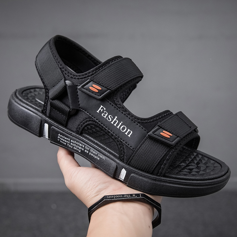 闪电客沙滩鞋男款夏季外穿初中生休闲运动罗马鞋男厚底海边涉水凉鞋