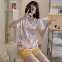 波迷娜（BOMINA)冰丝睡衣女士夏季可爱薄款绸短袖两件套装网红服