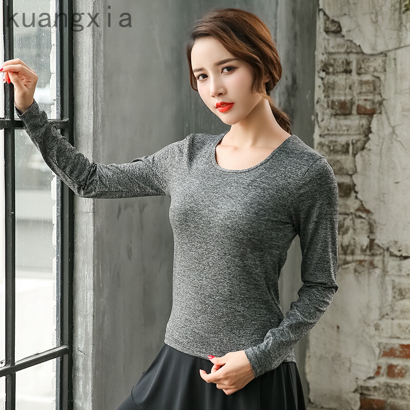 （）瑜伽服女修身显瘦长袖健身服透气速干运动T恤跑步上衣