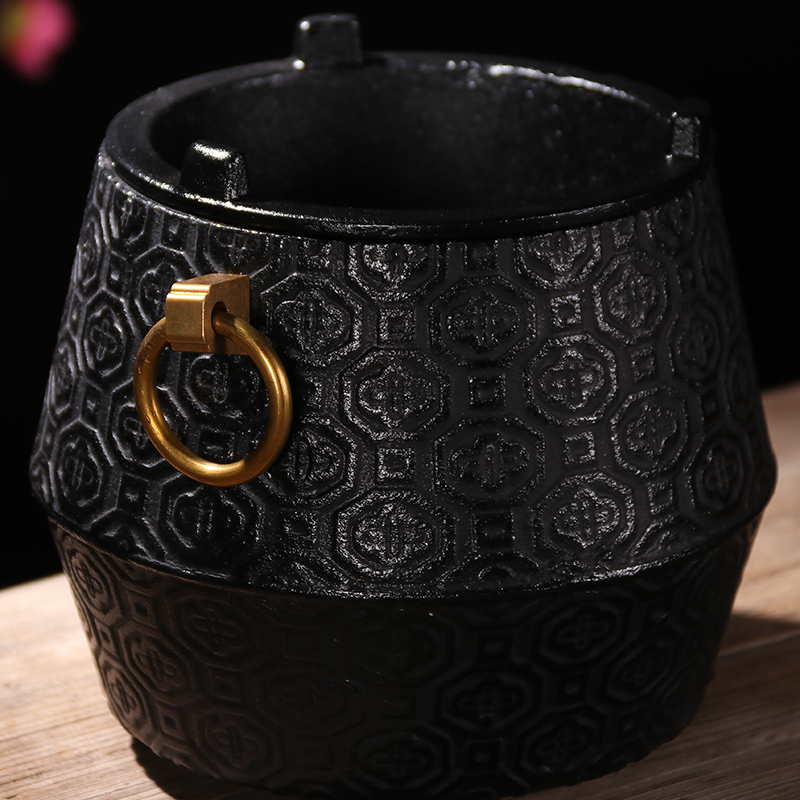 Atelier Tete 日式铜环铜扣铁壶座铸铁风炉生铁炭炉茶壶碳炉铸铁 铜环碳炉