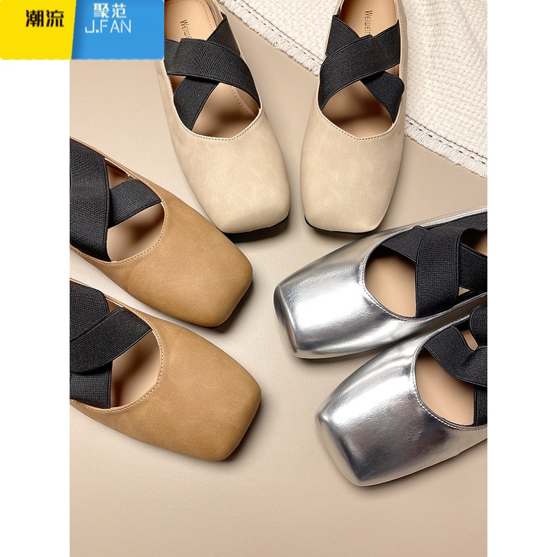 聚范仙女风玛丽珍芭蕾舞鞋方头复古单鞋女奶奶猪鼻子鞋大码女鞋41-43高清大图