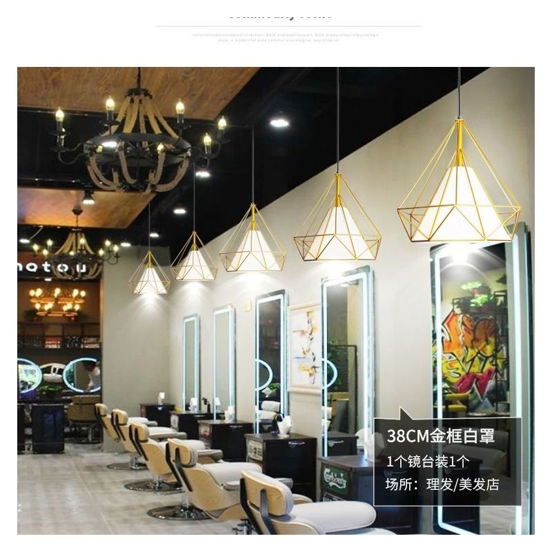 创意个性美发钻石吊灯 理发火锅店超亮专用灯罩灯具复古装饰发廊