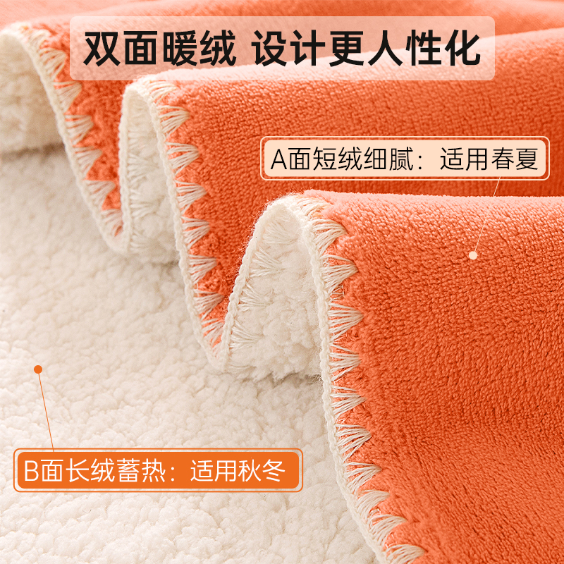 POKALEN(普卡兰)双面珊瑚绒毛毯加厚冬季毯子午休毯法兰绒毛毯被床单绒毯小毯子空调毯办公室午睡毯沙发午休盖毯高清大图