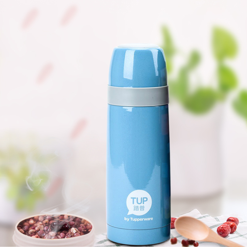 特百惠(Tupperware)不锈钢真空保温杯便携男女士水杯 350ML 月光蓝