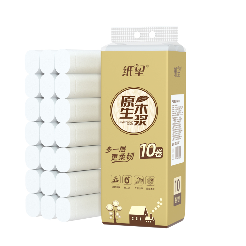漫花 10卷370g 家用小卷卫生纸 原木无芯卷筒纸 四层加厚 母婴适用