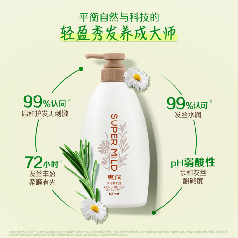 惠润洗护组合(鲜花芳香)600ml*2清爽控油蓬松无硅油保湿护发洗护套装高清大图