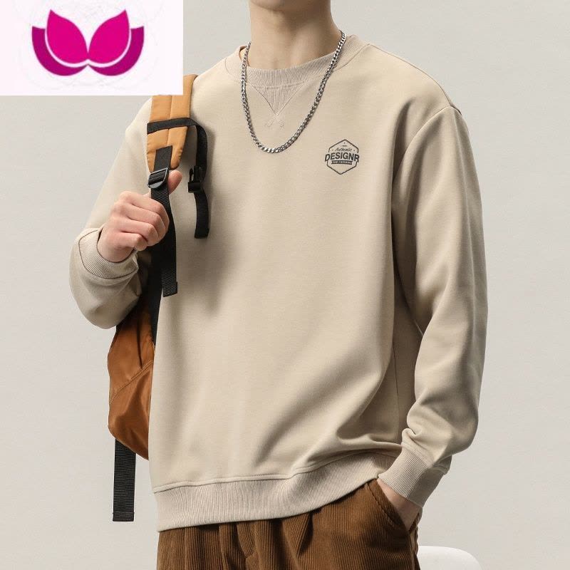 七斓春季款军绿色潮牌圆领套头卫衣男士夏季长袖T恤衫上衣服男款图片