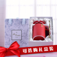 ins北欧杯子女陶瓷咖啡杯带盖勺简约早餐家用喝水杯大容量马克杯