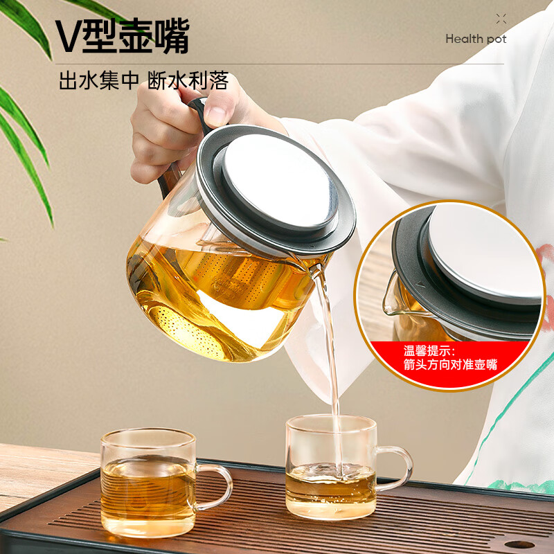 紫丁香 茶壶玻璃泡茶壶加厚耐热玻璃茶具茶水壶杯子茶水分离飘逸杯 1.5L高清大图