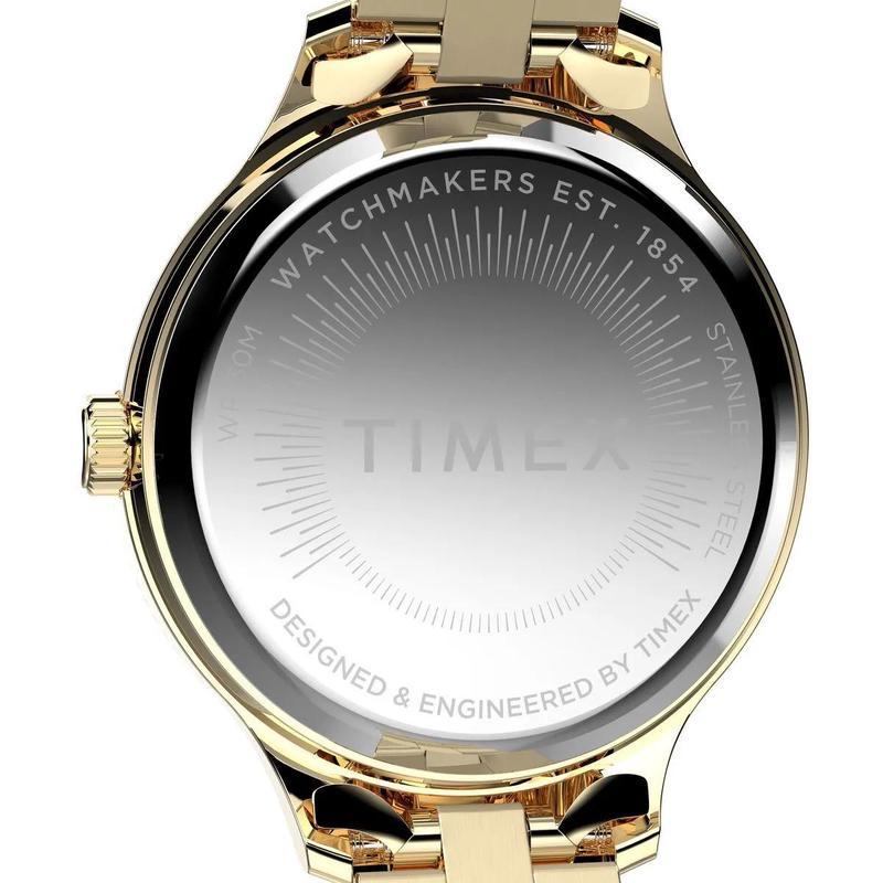 Timex /天美时石英真皮表带金色防水商务简约情侣腕表