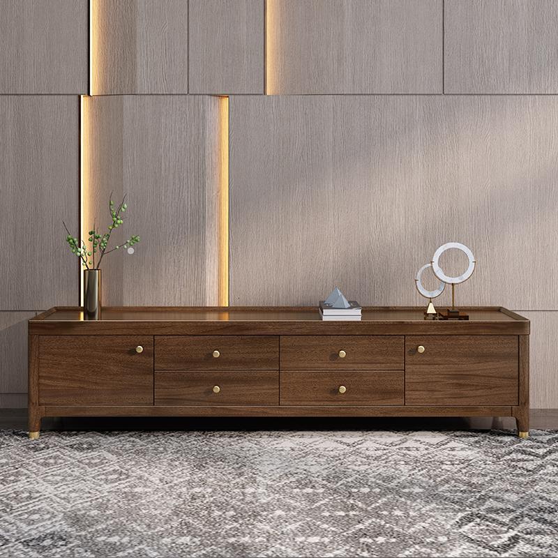 实木电视柜现代简约客厅卧室新中式小户型胡桃木地柜简易电视机柜定制