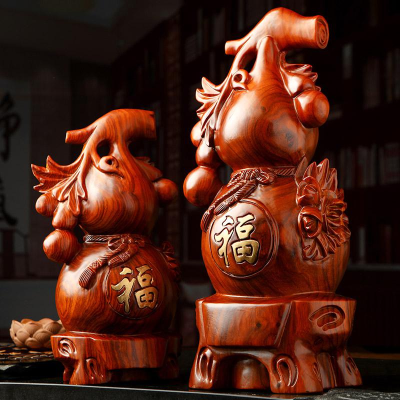 美帮汇实木葫芦摆件花梨木福禄 家居客厅装饰品乔迁新居高清大图