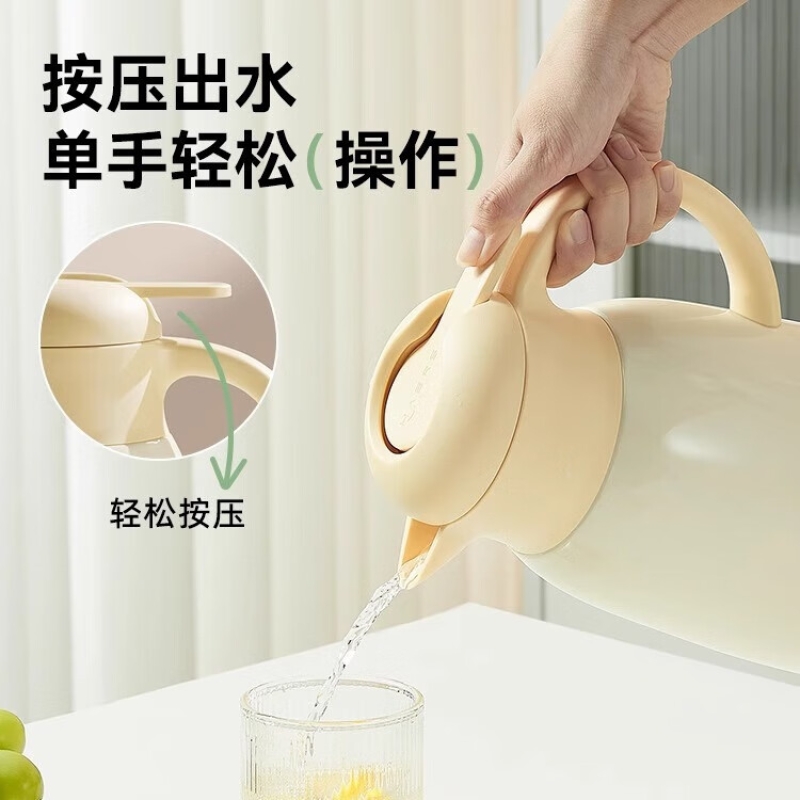 哈尔斯保温壶家用欧式大容量不锈钢便携热水壶办公室咖啡壶1800ml 新款豆绿316内胆 1800ml高清大图