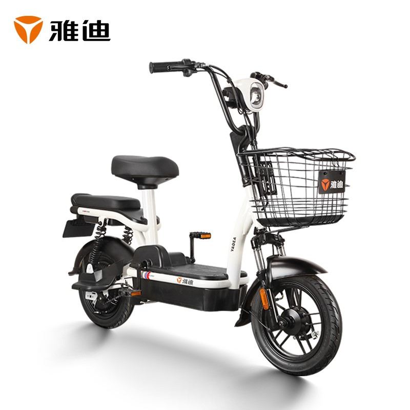 雅迪电动车小金果48V12ah高能版石墨烯电瓶车踏板代步电动自行车 小金果新塔夫绸白