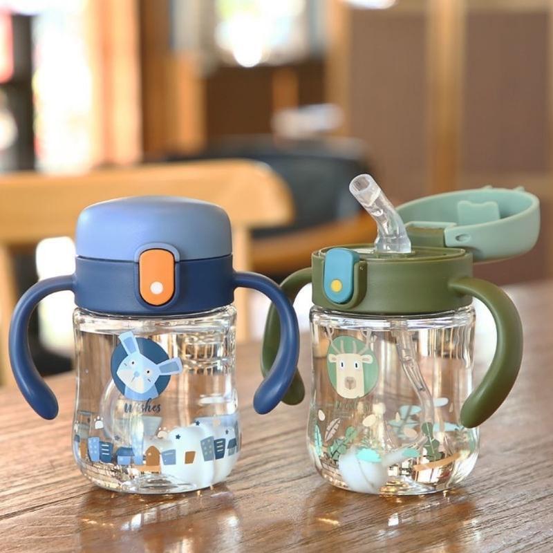 背带儿童水杯子新款冬夏红色210ml手柄背带两用送背带咬合吸嘴吸管