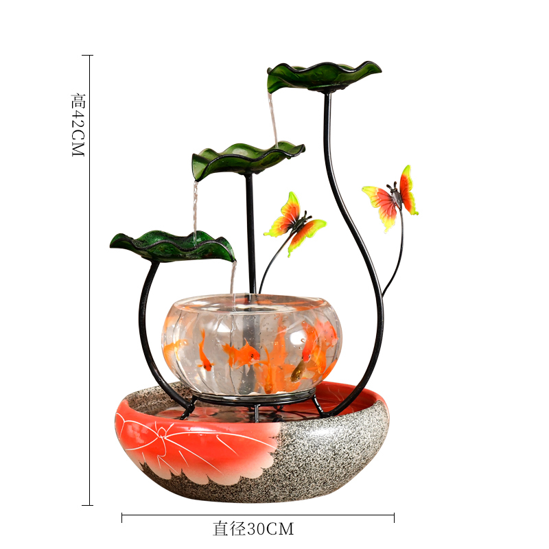 小型循环流水喷泉创意鱼缸装饰招财客厅玄关电视柜旁桌面加湿摆件