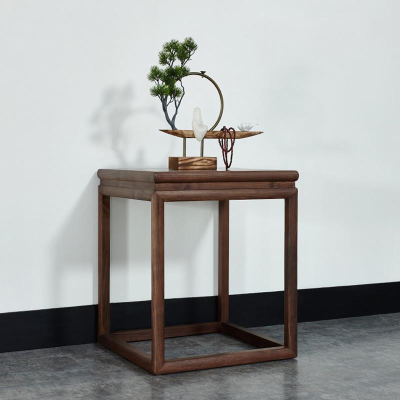 新中式角几实木沙发边几黑胡桃木客厅茶几柜边桌阳台飘窗方几定制黑