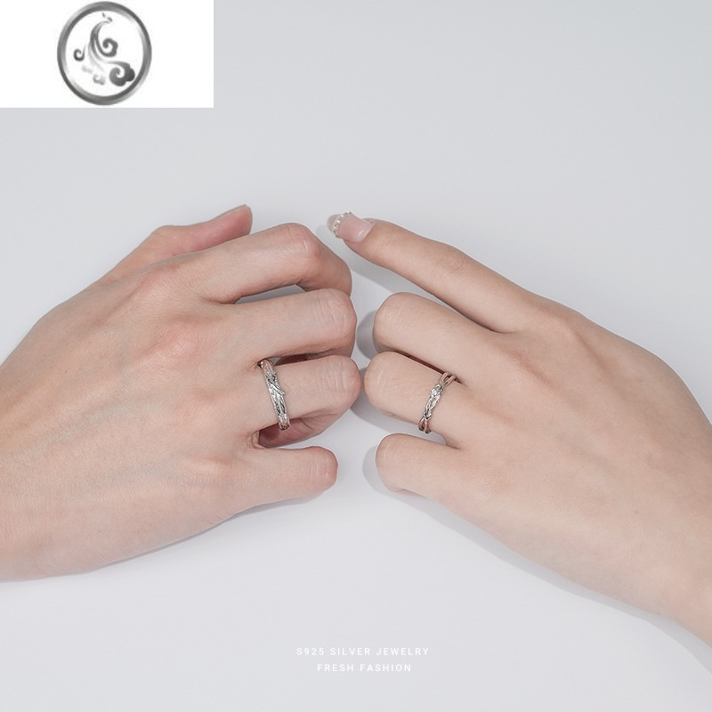 jimi连理枝情侣对戒银银戒指一对女小众设计款情人节生日礼物送男女友