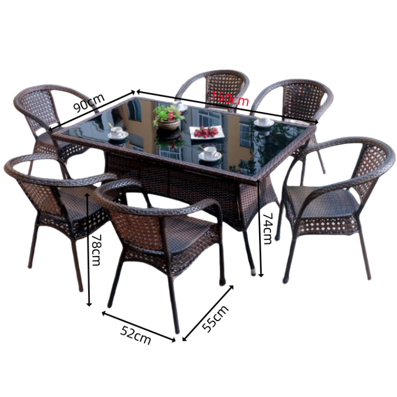 豫龙都休闲桌六椅套高清大图