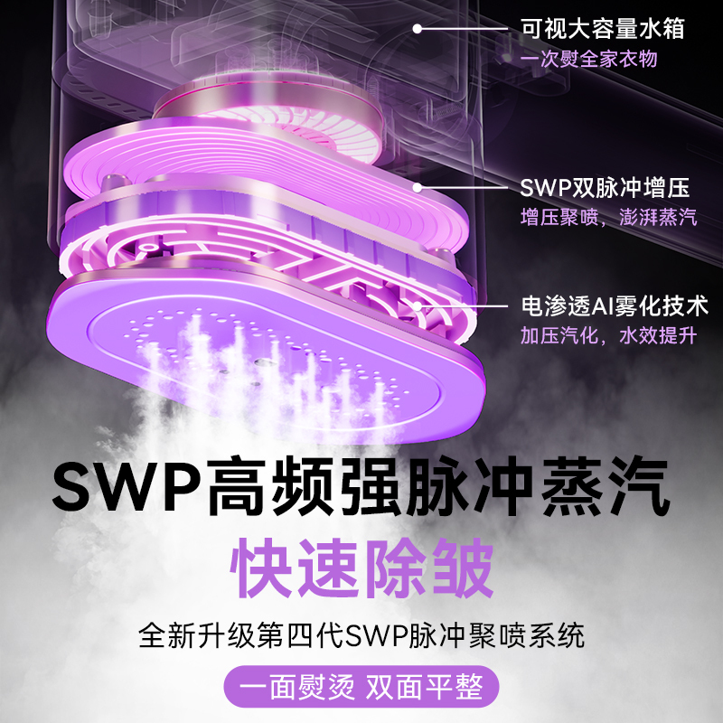 卡蛙手持挂烫机蒸汽式电熨斗家用便携可推可平烫机宿舍熨衣服神器(带毛刷+香薰片)