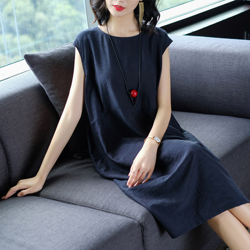 女款裙子2018新款女夏中长款藏肉连衣裙洋气妈妈裙子宽松