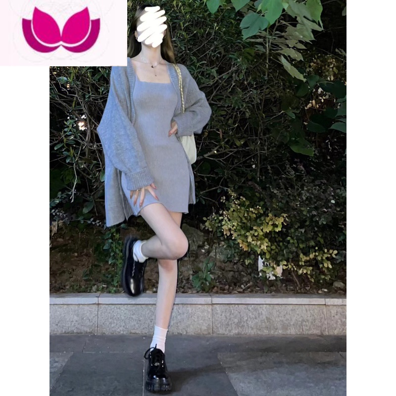 七斓早春装盐系穿搭高级感御姐名媛气质小香风毛衣连衣裙子套装女 单吊带裙设计感小众/辣妹纯欲/微胖mm显瘦遮肉/梨型身材/清 XL