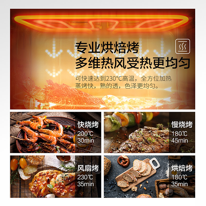 AUX奥克斯集成灶 家用蒸烤一体灶下排侧吸式 油烟机自动清洗环保节能灶烟灶联动 JJZT-ZK581/D 天然气高清大图