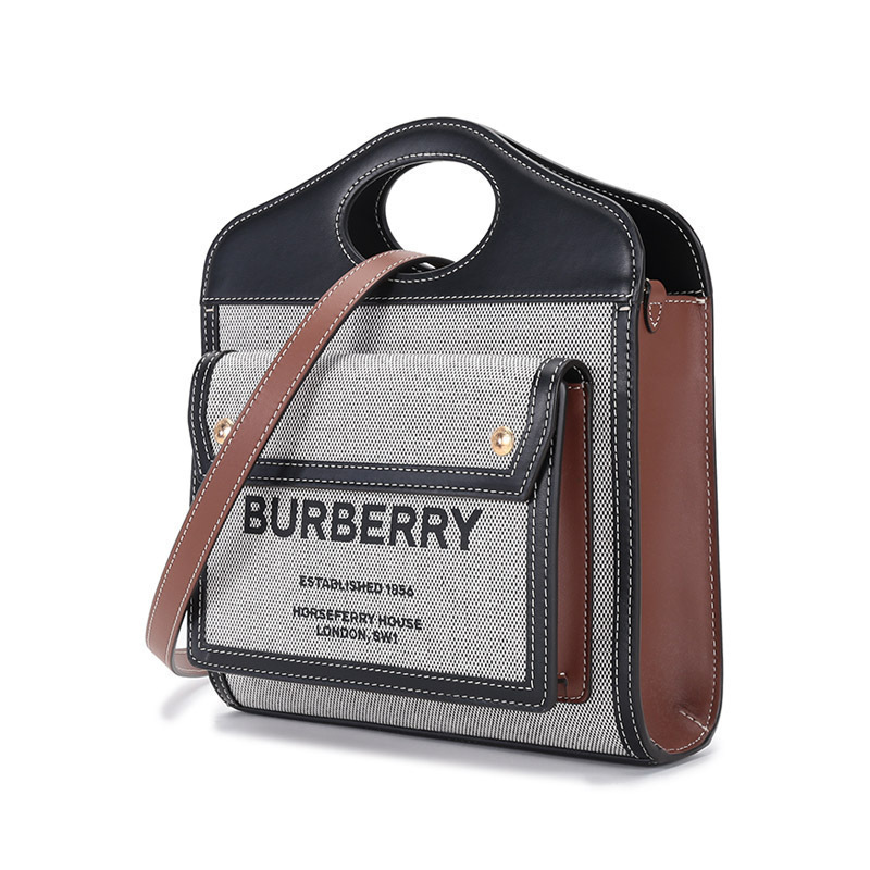 博柏利burberry女款织物配皮迷你手提单肩斜挎包口袋包80393631