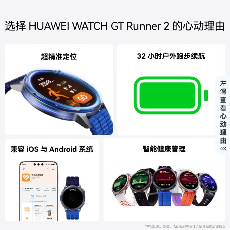 华为(HUAWEI) WATCH GT Runner 2 专业跑步智能运动手表 长续航 蓝色渐变云感呼吸编织表带高清大图