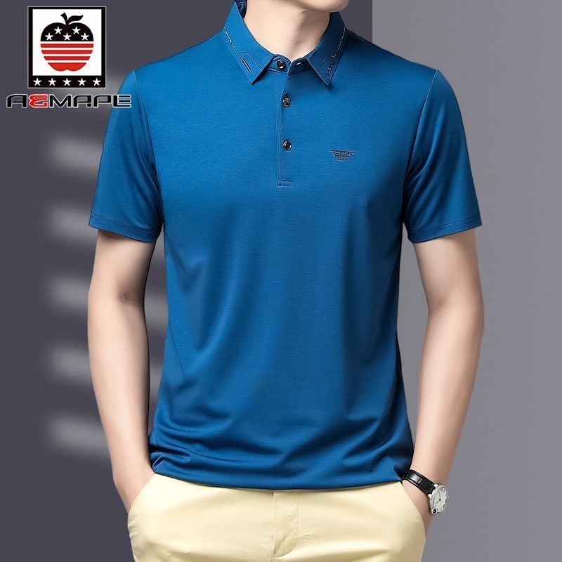 爱曼普正品男士棉POLO衫男中青老夏季休闲打底衫男大码爸爸装上衣