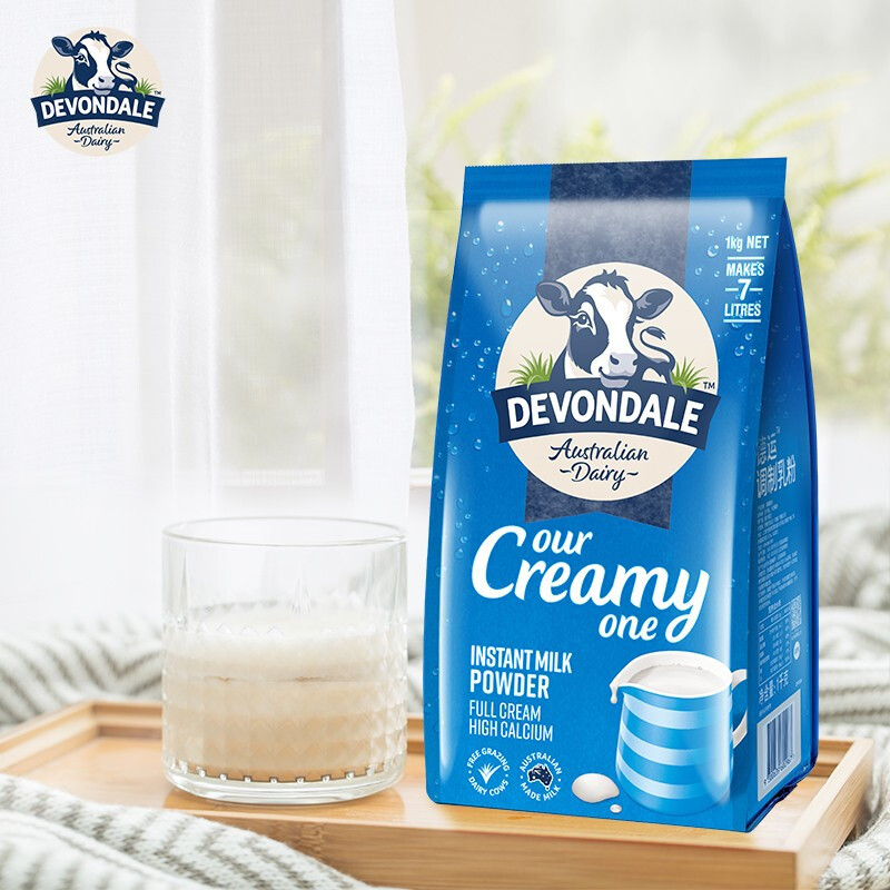 原装进口 澳大利亚Devondale德运 全脂高钙成人奶粉1kg 高钙速溶牛奶奶粉 1kg 一袋价