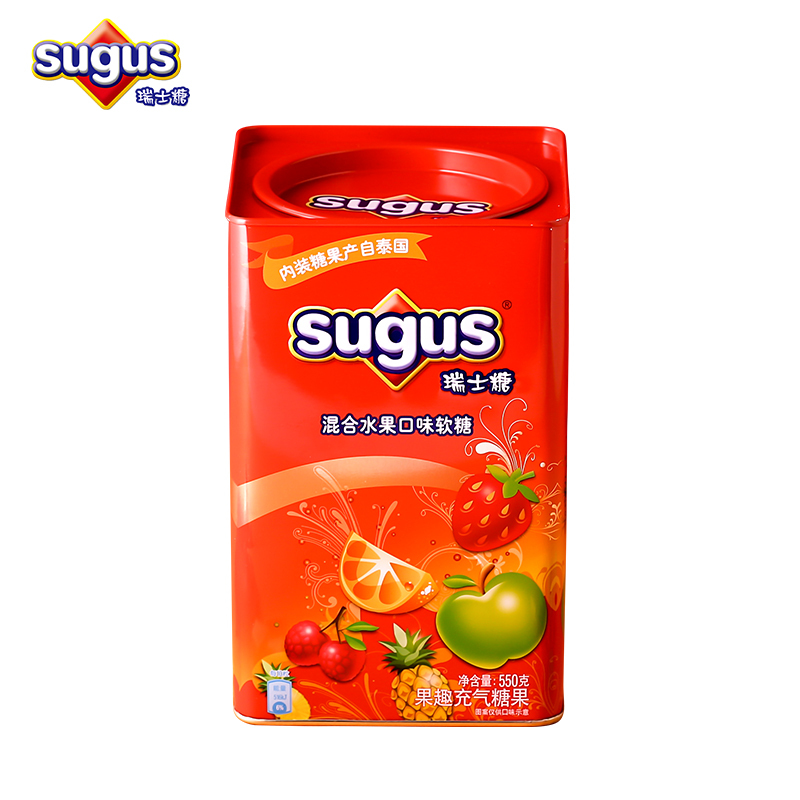 sugus混合水果味铁盒装软糖550g糖果礼盒