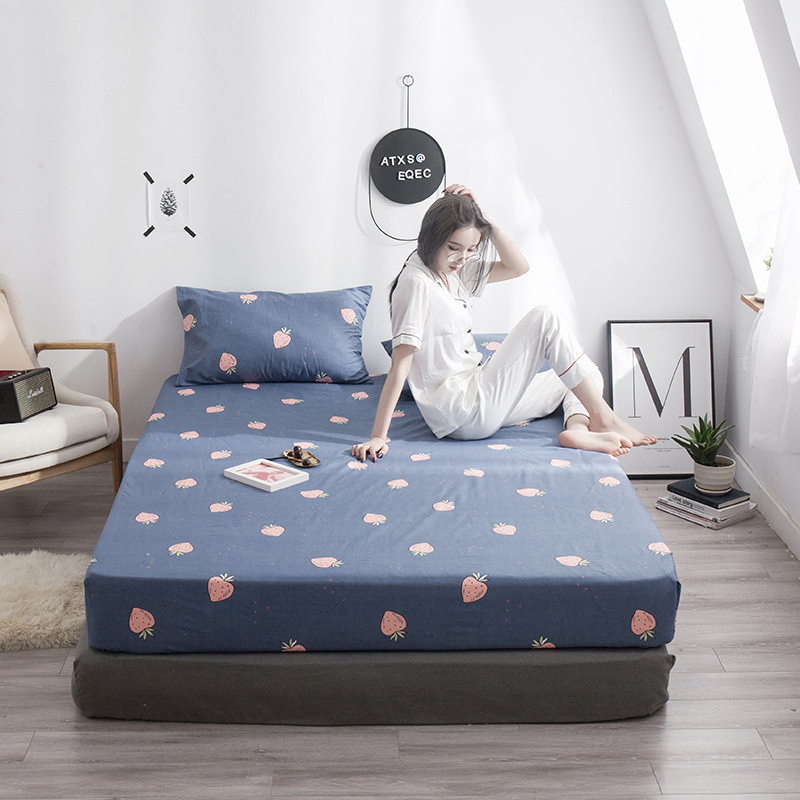 美帮汇全棉床笠单件全棉防尘罩床垫保护套防滑固定全包床套 莓喜蓝 180*200+30cm（单床笠）