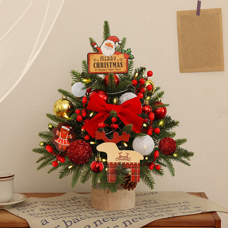 新款小型桌面PE加密圣诞树家用圣诞节高档装饰摆件高清大图