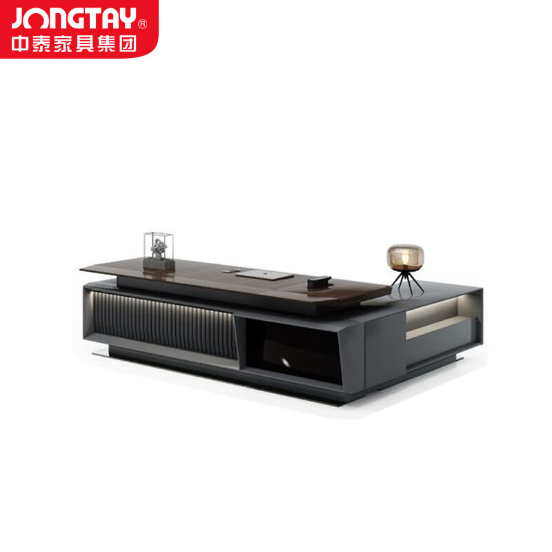中泰(jongtay)老板桌办公桌高档大班台总裁经理办公室桌子简约现代家具2.4米 J-HSS-B24L高清大图