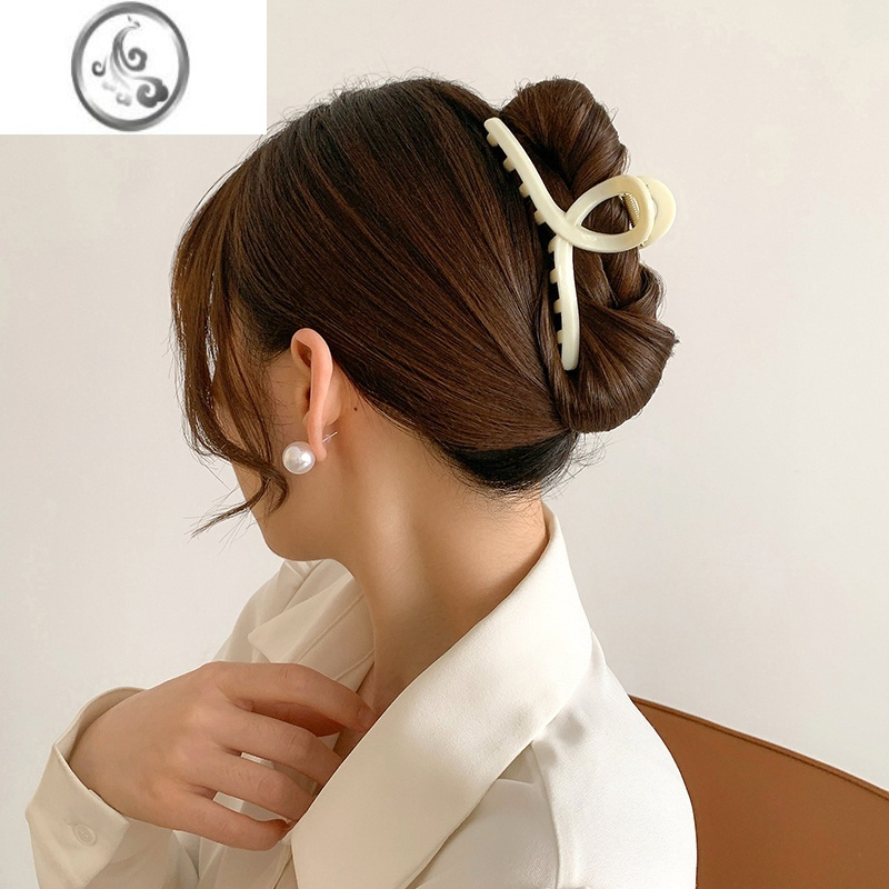 jimi奶白色简约发夹女后脑勺鲨鱼夹洗澡头发夹子头饰ins韩国盘发抓夹