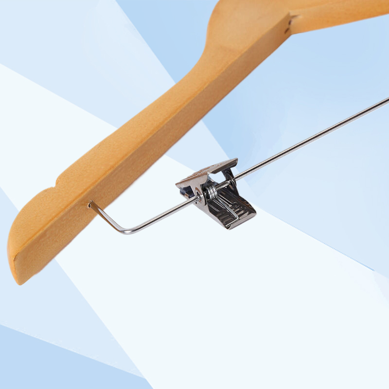 千里谷KLG-YJ06实木银圆钩带夹子款衣架5个/组(计价单位:组)原木色高清大图