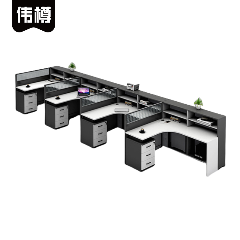 伟樽屏风工位F型四人位560*150*110cm张高清大图