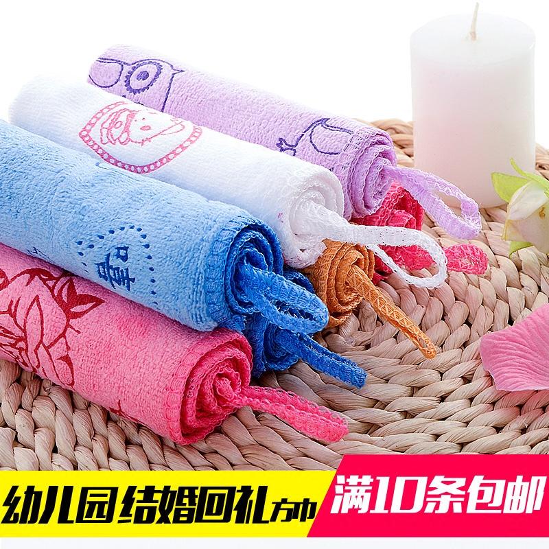 权夫人幼儿园小方巾带挂钩批儿童专用四方毛巾洗脸比棉吸水手帕高清大图