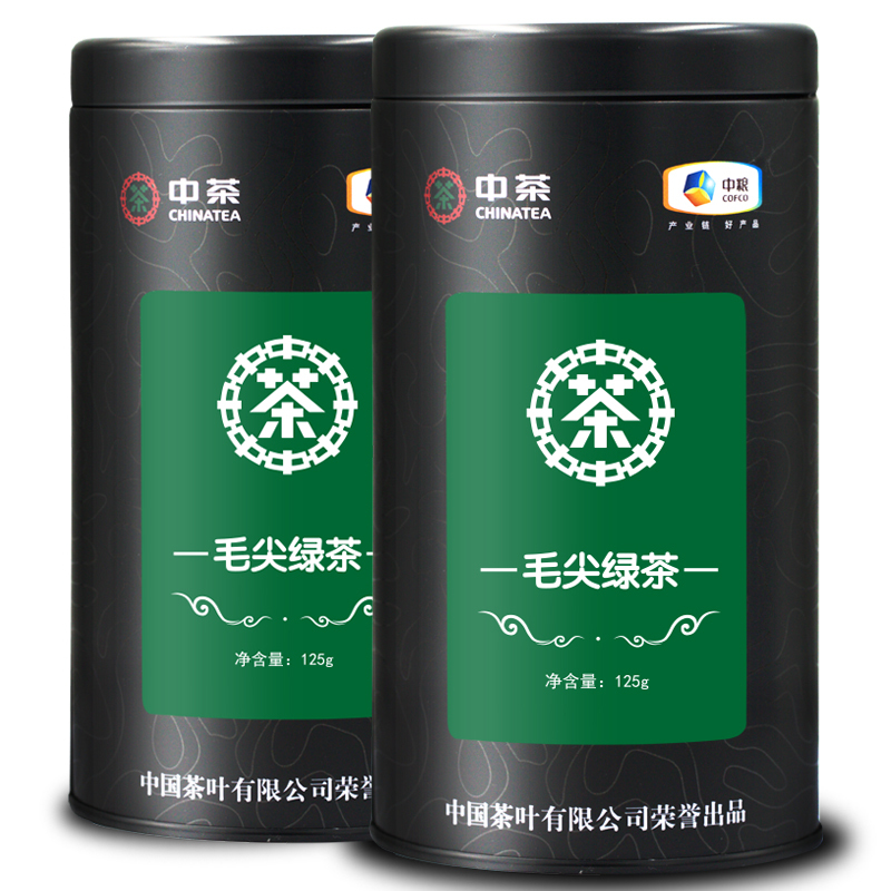 中茶 特级毛尖 茶叶 绿茶 明前嫩芽春茶 125g*2罐