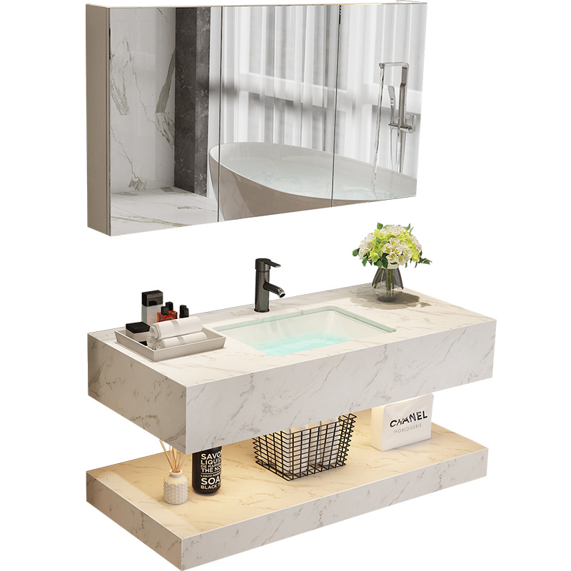 闪电客大理石卫生间洗漱台洗手盆柜洗脸盆柜洗手台浴室柜家用卫浴组合