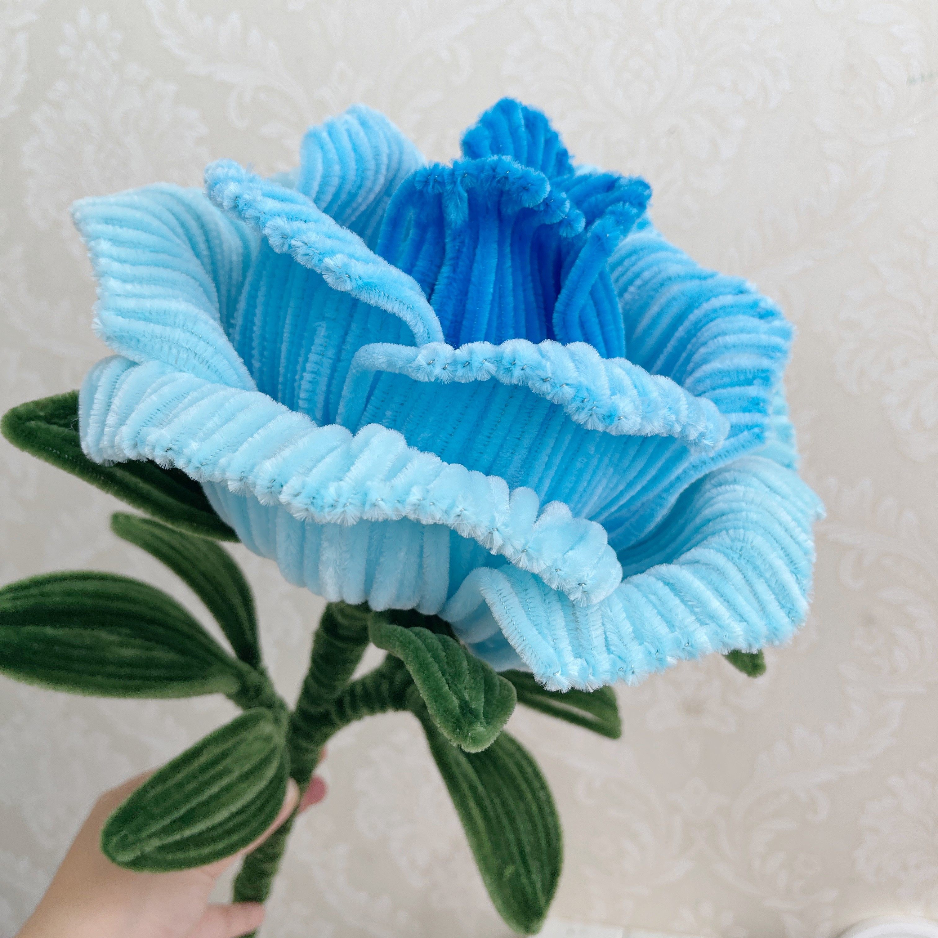 巨型扭扭棒手工diy材料包仿真玫瑰永生花束-巨型玫瑰花材料包[渐变蓝]高清大图