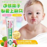 蒲地蓝儿童牙膏可吞咽0-2-3-6岁宝宝不辣嘴婴幼儿防蛀含氟牙膏2支