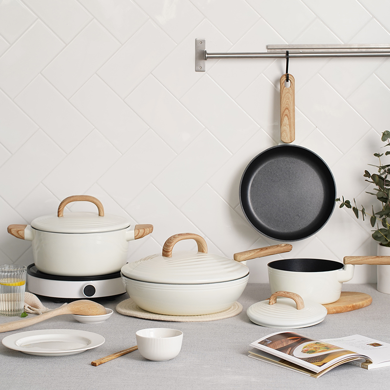炊大皇(COOKER KING)年轮汤锅24CM 米白一锅多用 汤锅煮锅蒸锅炖锅焖锅磁炉通用TG24NLB