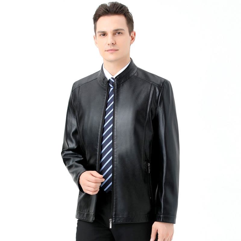免费试穿掉皮包换海宁真皮皮衣男式皮衣机车皮加绒皮夹克绵羊皮立领外套真皮夹克男品牌外套男商务休闲大码外套正品图片