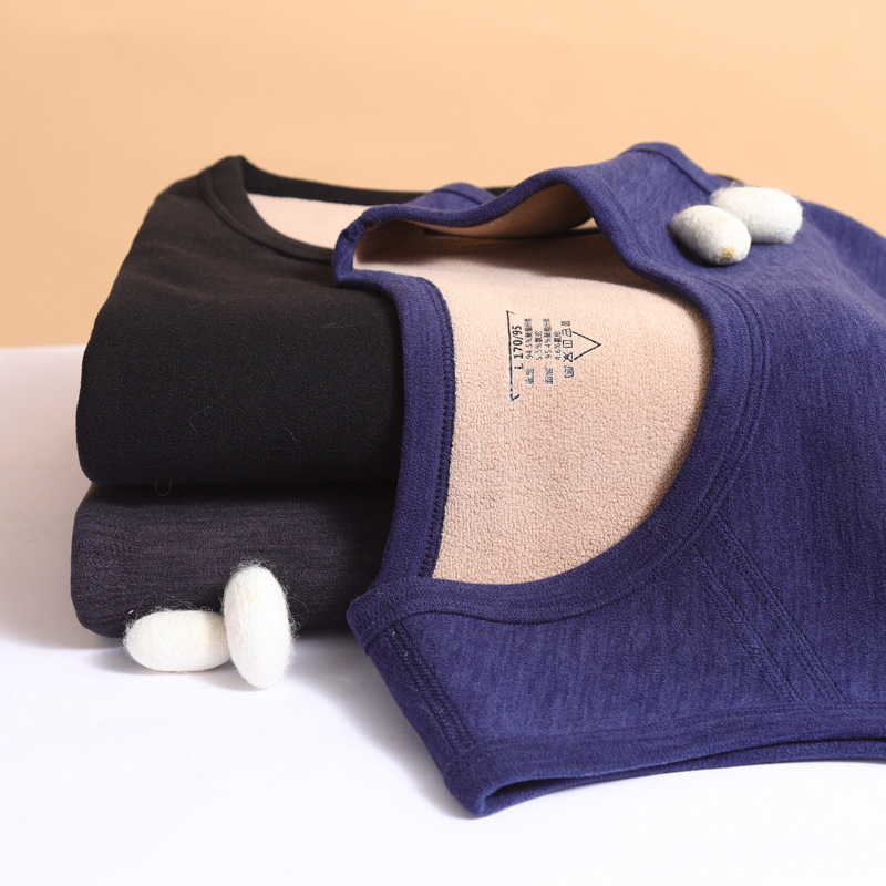 秋冬驼绒加厚奥粒绒保暖背心男士打底衫秋冬季马甲坎肩打底衫