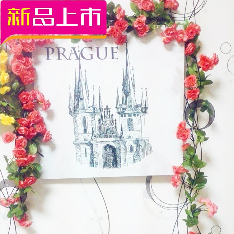 仿真玫瑰花藤蔷薇假花藤条空暖气管道装饰婚庆壁挂藤蔓塑料花