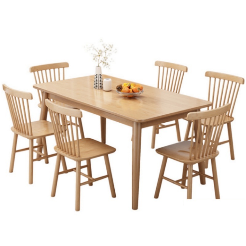 攸形职工餐桌140*80*75cm+6椅套高清大图