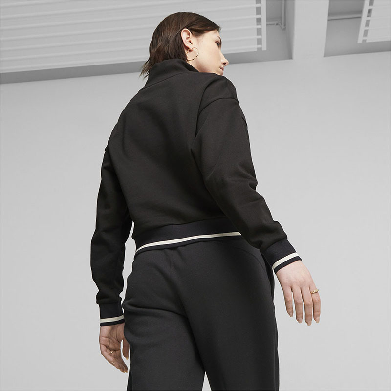 PUMA 运动生活系列 休闲立领宽松长袖卫衣 女款 黑色 681524-01